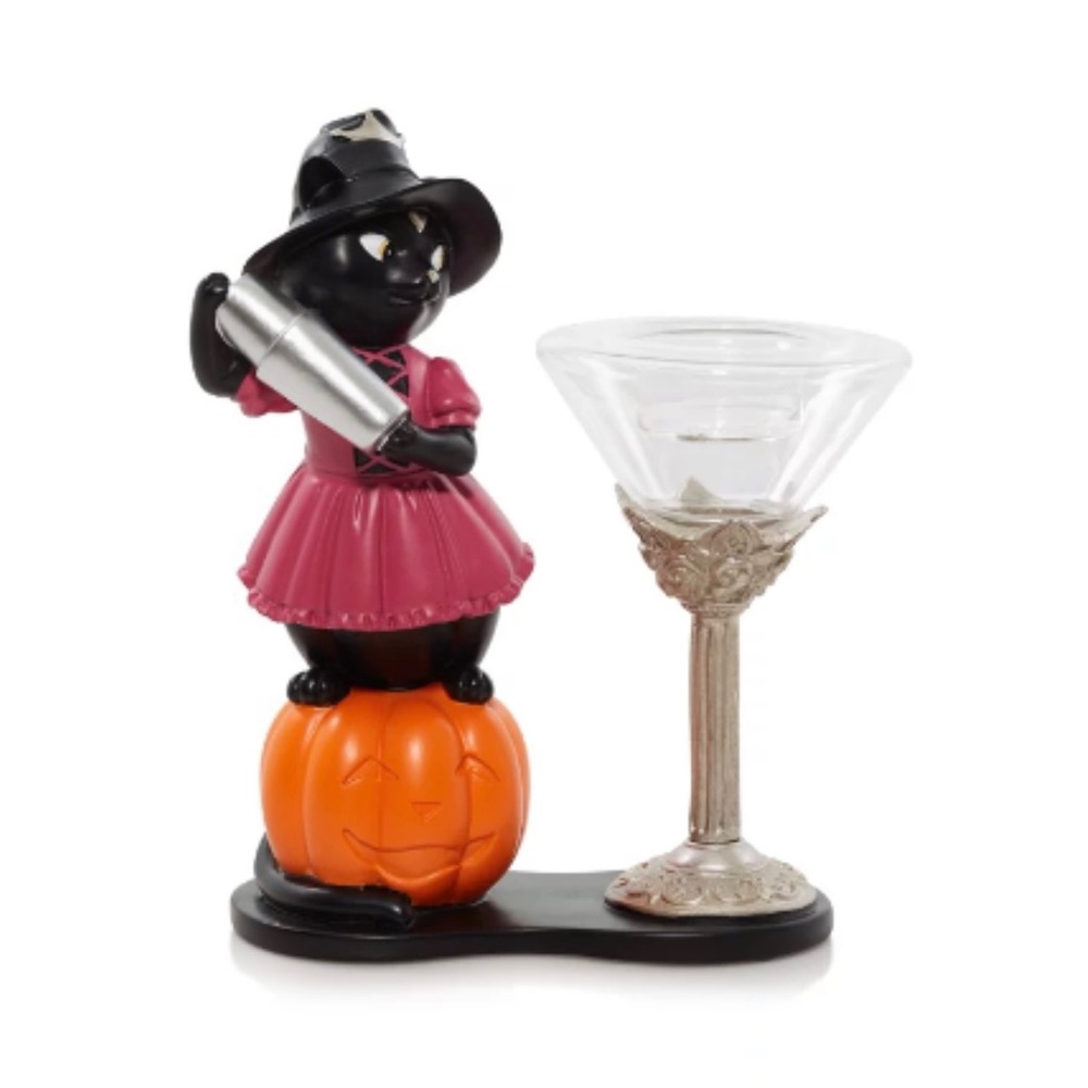 NIB Yankee Candle Boney Bunch Sophia Cat Bartender Tea Light Holder Halloween